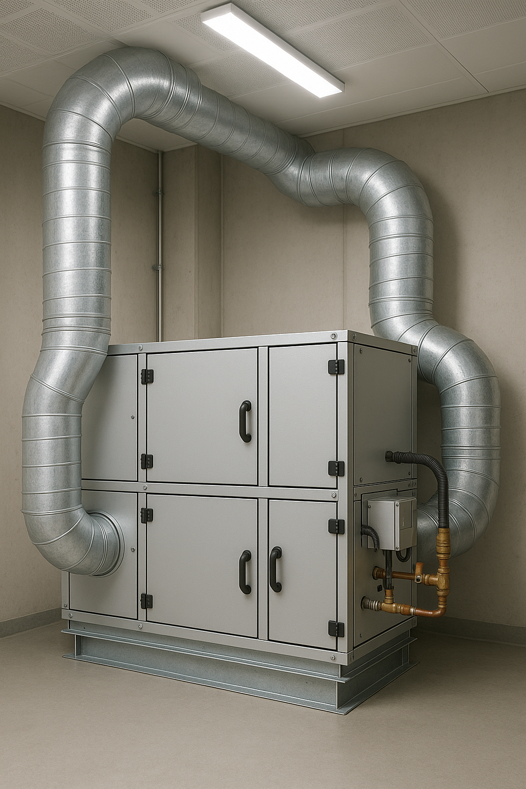 Une centrale de traitement d'air dans le coin du pièce beige